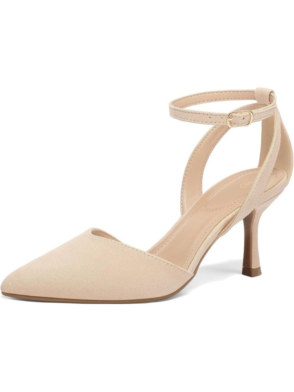 Women's Nude Suede Closed Toe Kitten Heels Comfortable Pumps Party Dress Shoes
